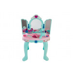 Toaletný stolík Beauty Set so zrkadlovým svetlom modro-ružový